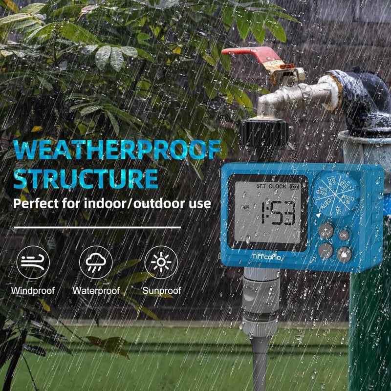 Tiffcofio Sprinkler Timer Outdoor, Digital Pogrammable for Garden Hose, Irrigrtion Timer with Rain Delay and Manual Mode (1 Pack) - Image 5